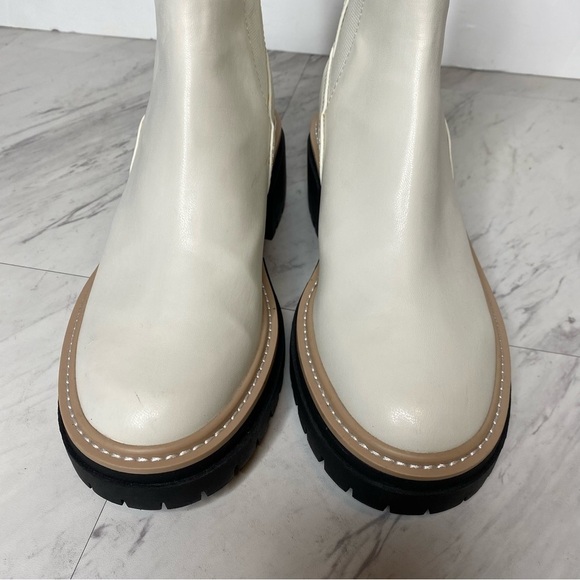 Open Edit Mya White Faux Leather Lug Sole Chelsea Boot 8M - Picture 11 of 15